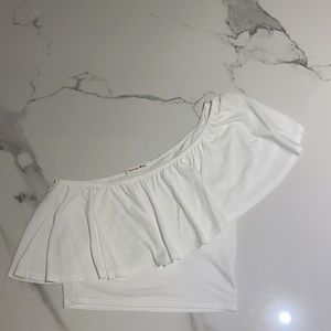 One shoulder Ruffle Crop top